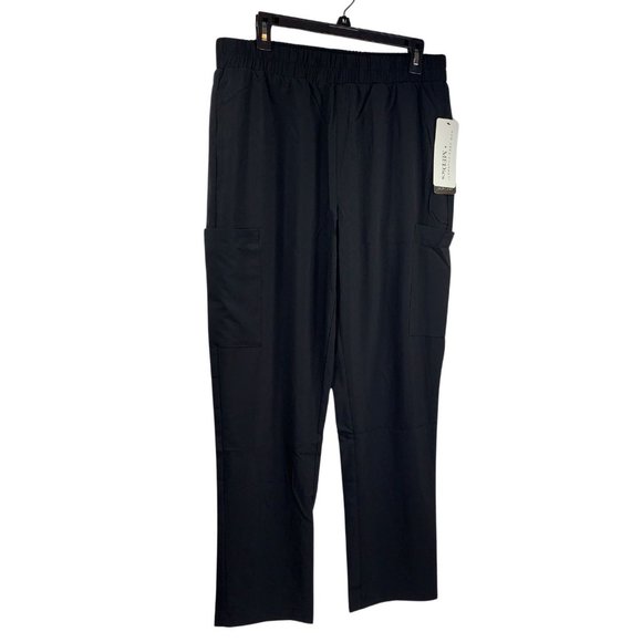+ MEDics New York Laundry Womens Stretch Scrubs Set Top & Pant Black Size L NWT - Picture 1 of 16